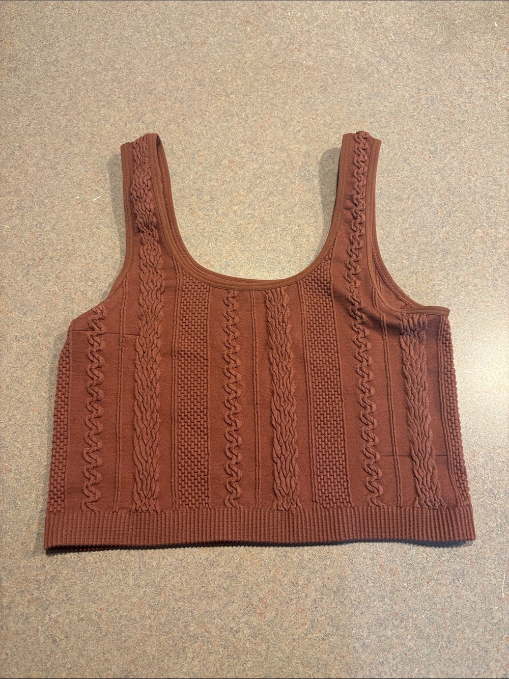 refuge Chocolate Brown Cable Knit Crop Tank Top
